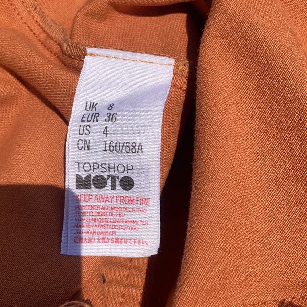 Topshop Moto Frayed Hem Denim Mini Skirt Gorgeous Neutral Orange Pumpkin - Picture 6 of 12